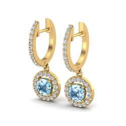 1.75 ctw Sky Topaz & Micro Pave VS/SI Diamond Earrings 18k Yellow Gold