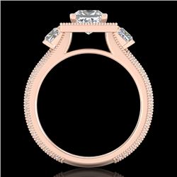 2.5 ctw Princess VS/SI Diamond Micro Pave 3 Stone Ring 18k Rose Gold