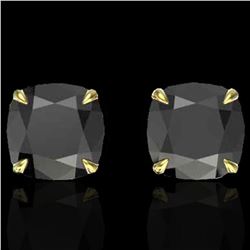 6 ctw Cushion Black Diamond Designer Earrings 18k Yellow Gold