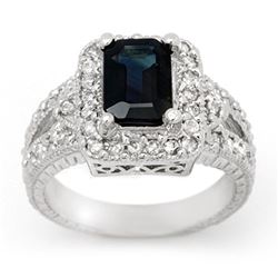 3.0 ctw Blue Sapphire & Diamond Ring 14k White Gold