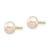 Image 2 : 14k Yellow Gold Pink Button Pearl Stud Post Earrings