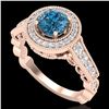 Image 1 : 1.12 ctw Fancy Intense Blue Diamond Art Deco Ring 18k Rose Gold