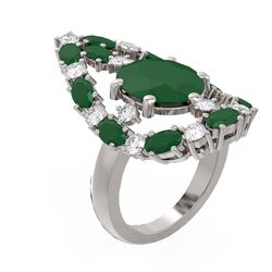 12.63 ctw Emerald & Diamond Ring 18K White Gold