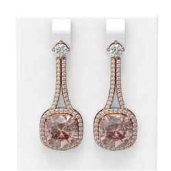 10.98 ctw Morganite & Diamond Earrings 18K Rose Gold