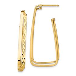 14k Yellow Gold Polished & D/C Fancy Post Earrings - 38 mm