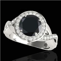 2 ctw Certified VS Black Diamond Solitaire Halo Ring 10k White Gold