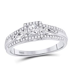 14kt White Gold Womens Round Diamond Solitaire Bridal Wedding Engagement Ring 1/3 Cttw