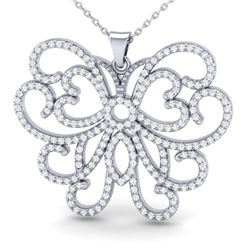 2 ctw VS/SI Diamond Micro Pave Necklace Butterfly 14k White Gold