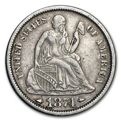 1874 Liberty Seated Dime VF