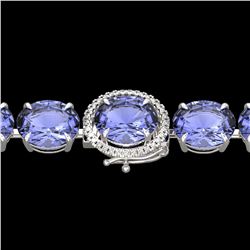 75 ctw Tanzanite & Micro Pave Diamond Bracelet 14k White Gold