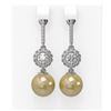 Image 1 : 1.92 ctw Diamond & Pearl Earrings 18K White Gold