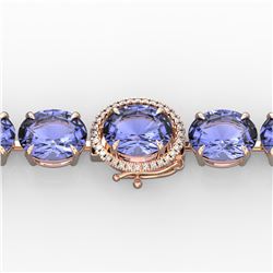 75 ctw Tanzanite & Micro Pave Diamond Bracelet 14k Rose Gold