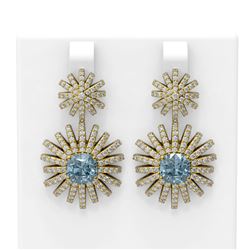 6.2 ctw Aquamarine & Diamond Earrings 18K Yellow Gold