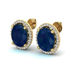 6 ctw Sapphire & Micro Pave VS/SI Diamond Earrings 18k Yellow Gold