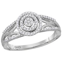 10kt White Gold Womens Round Diamond Cluster Bridal Wedding Engagement Ring 1/5 Cttw
