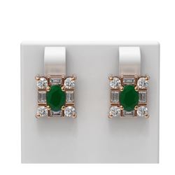 3.83 ctw Emerald & Diamond Earrings 18K Rose Gold