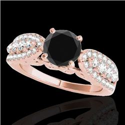 2 ctw Certified VS Black Diamond Solitaire Ring 10k Rose Gold