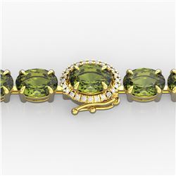 27 ctw Green Tourmaline & VS/SI Diamond Micro Bracelet 14k Yellow Gold