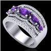 Image 2 : 2.25 ctw Amethyst & Micro Pave VS/SI Diamond Designer Ring 10k White Gold