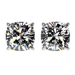 2 ctw Certified VS/SI Quality Cushion Diamond Stud Earrings 10k White Gold