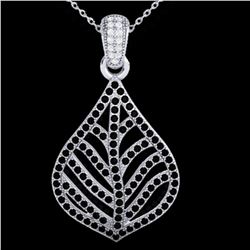 1.25 ctw Micro Pave Black & VS/SI Diamond Necklace 18k White Gold