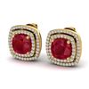 Image 1 : 4.95 ctw Ruby & Micro Pave VS/SI Diamond Earrings 18k Yellow Gold