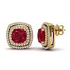 Image 2 : 4.95 ctw Ruby & Micro Pave VS/SI Diamond Earrings 18k Yellow Gold