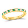Image 1 : 10kt Yellow Gold Womens Round Emerald Diamond Alternating Stackable Band Ring 1/4 Cttw