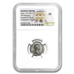 Roman AR Denarius Emperor Geta (209-211 AD) VF NGC