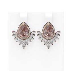 9.75 ctw Morganite & Diamond Earrings 18K Rose Gold