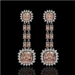 17.42 ctw Morganite & Diamond Earrings 14K White Gold