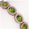 Image 3 : 13.87 ctw Peridot & Diamond Micro Pave Halo Bracelet 10k Rose Gold
