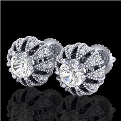 2.01 ctw VS/SI Diamond Art Deco Micro Pave Stud Earrings 18k White Gold