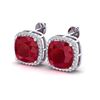 Image 1 : 12 ctw Ruby & Micro Pave Halo VS/SI Diamond Earrings 18k White Gold
