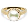 Image 1 : White Akoya Pearl and Diamond Halo Ring