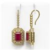 Image 2 : 14.16 ctw Certified Ruby & Diamond Victorian Earrings 14K Yellow Gold