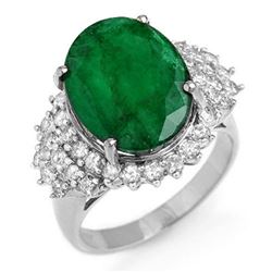 7.56 ctw Emerald & Diamond Ring 18k White Gold