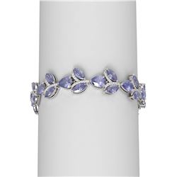 31.02 ctw Tanzanite & Diamond Bracelet 18K White Gold