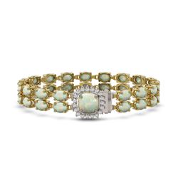 14.41 ctw Opal & Diamond Bracelet 14K Yellow Gold