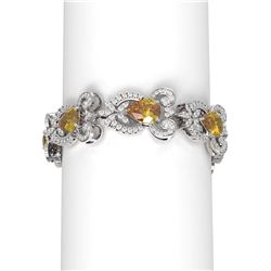 26.75 ctw Canary Citrine & Diamond Bracelet 18K White Gold