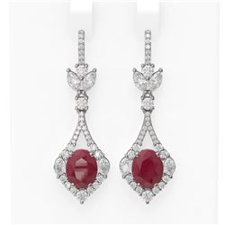 10.62 ctw Ruby & Diamond Earrings 18K White Gold