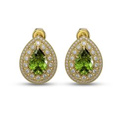 9.54 ctw Tourmaline & Diamond Victorian Earrings 14K Yellow Gold