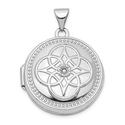 14k White Gold 22 mm Diamond Locket Pendant
