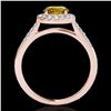 Image 2 : 2 ctw Certified SI/I Fancy Intense Yellow Diamond Halo Ring 10k Rose Gold