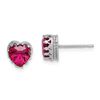 Image 1 : 10k White Gold 6 mm Polished Heart Created Ruby Earrings - 55 mm