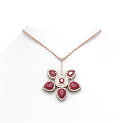 15.50 ctw Ruby Diamond Necklace 18K Rose Gold