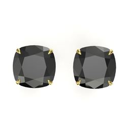 12 ctw Cushion Black Diamond Designer Earrings 18k Yellow Gold