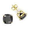 Image 2 : 12 ctw Cushion Black Diamond Designer Earrings 18k Yellow Gold