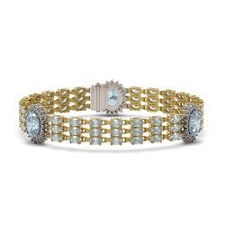 25.12 ctw Aquamarine & Diamond Bracelet 14K Yellow Gold