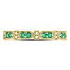 Image 2 : 10kt Yellow Gold Womens Round Emerald Stackable Band Ring 1/4 Cttw